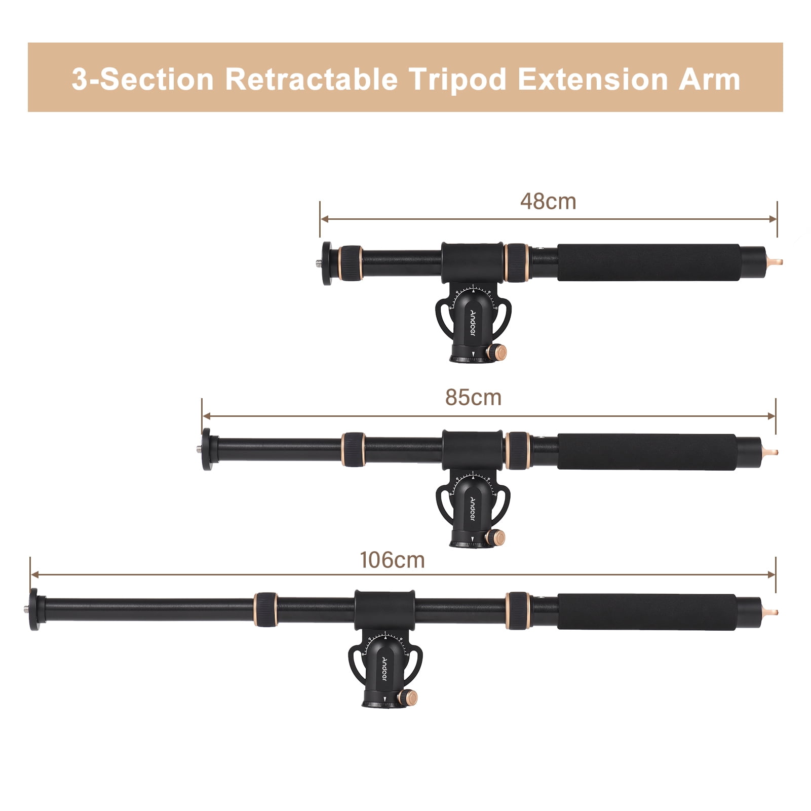 Andoer Universal Tripod Extension Arm Aluminum Alloy Detachable
