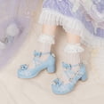 thumbnail image 6 of SACFOF Women's Kawaii Shoes Cross Strap Pumps Cute Ankle Strap Mary Jane Shoes Wedding Lace Mid Chunky Heel Pumps, 6 of 6