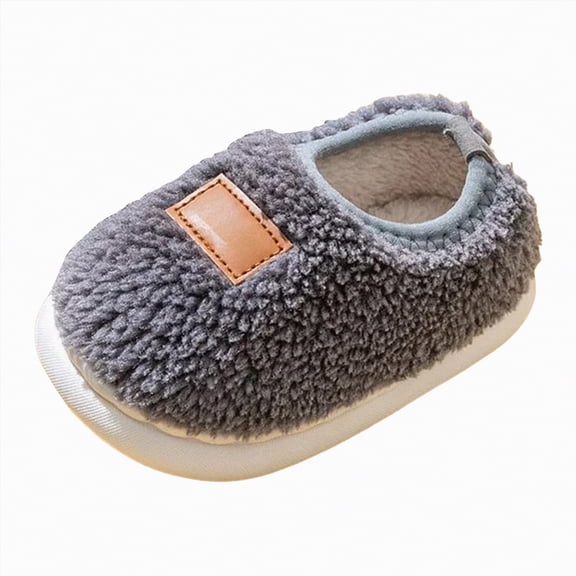 Gvdentm Kids Slippers Girls Kids Toddler Slippers Boys Girls Dinosaur Bunny House Shoes Non Slip Warm Soft Winter Fuzzy Indoor Slipper(Grey,8)