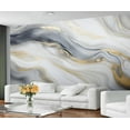 thumbnail image 2 of Modern Black And White Marble Texture 3D Wall Murals Wallpaper, Abstract Golden Texture Wall Murals, Wall Painting Art Wallpaper For Living Room Bedroom 98.4"W x 68.9"H (Not Peel and Stick), 2 of 6