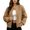 Khaki, variant on Tqcoqu Women's Round Neck Button Front Solid Color Jacket Long Sleeve with Pockets Casual Outerwear