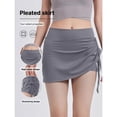 thumbnail image 5 of Top-kevin Women'S High-Waist Pleated Workout Skirt with Built-In Shorts - Stretchy Yoga Skirt for Running, Cycling, Gym - Light Gray Drawstring Design, Spring/Summer/Fall Activewear, 5 of 10