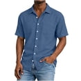 thumbnail image 5 of Jovrlynd Mens Button Down Short Sleeve Shirt Cotton Linen Summer Shirts with Pockets Fashion Casual Business Shirt, S-2XL, 5 of 8