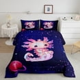 thumbnail image 2 of Feelyou Magic Pink Axolotl Full Size Comforter Sets for Child, Mystic Outer Space Bedding Comforter Set, Dreamy Planet Galaxy Reversible Bedding Sets, Breathable Home Decor, 3-Piece, 2 of 8