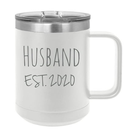 

Husband Est. 2020 Established Stainless Steel Vacuum Insulated 15 Oz Engraved Double-Walled Travel Coffee Mug with Slider Lid