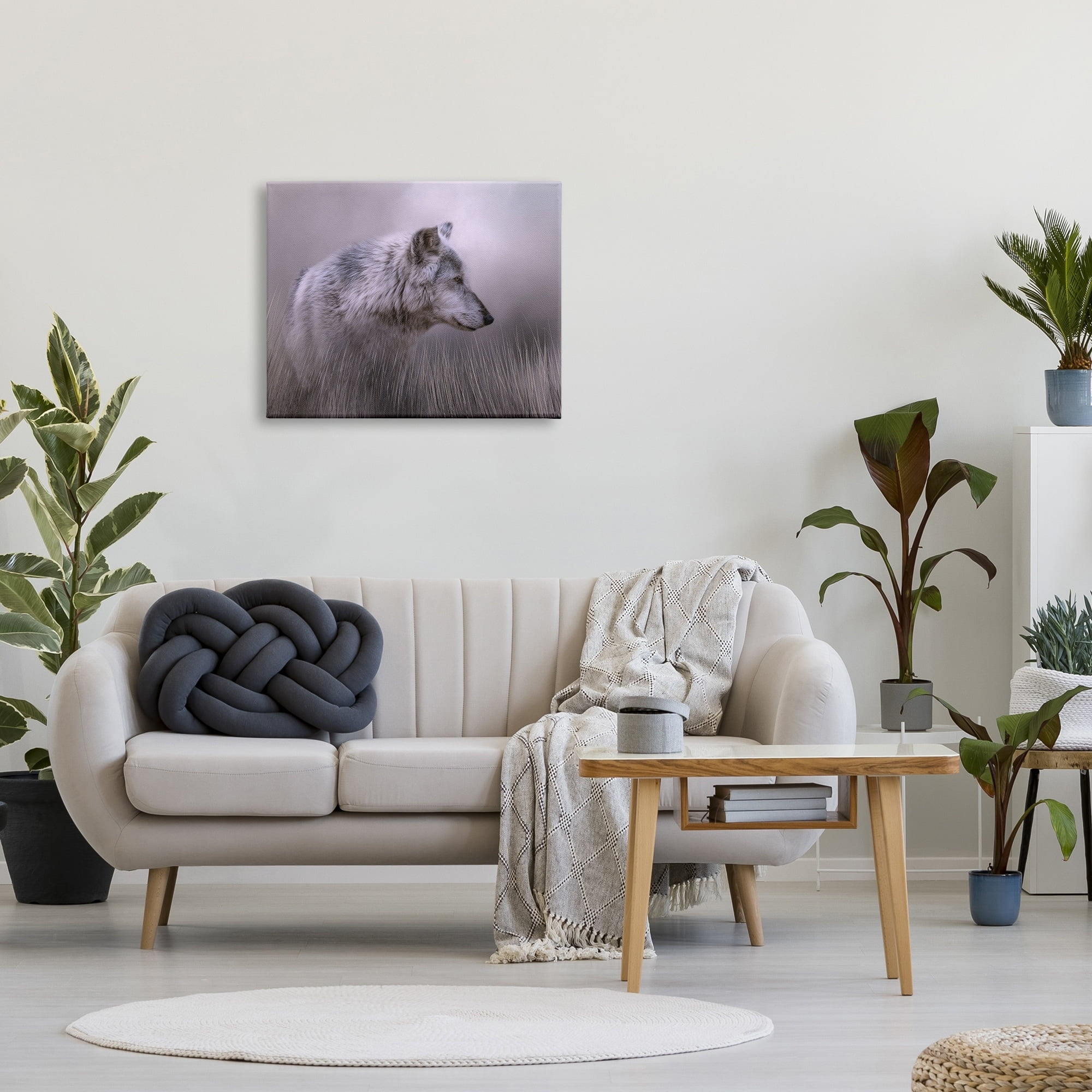 Stupell Grey Wolf Wildlife Photography Animals & Insects Photography Gallery Wrapped Canvas Print Wall Art
