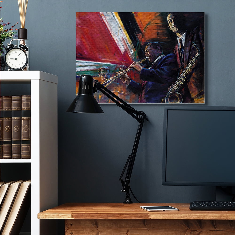 Stupell Industries Abstract Blues Jazz Musicians Traditional Instruments Canvas Wall Art by Jin G. Kam