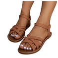 thumbnail image 6 of IUJSOY Gladiator Sandals for Women 2025 Strappy Crisscross Open Toe Slingback Flats Beach Shoes, 6 of 9
