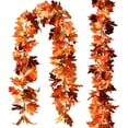 thumbnail image 1 of 2 Pack Artificial Fall Maple Garland, 5.9Ft/Piece Hanging Vine Garland with 2Pcs 7.5 ft 20 Led String Light, Autumn Maple Leaf Garland Thanksgiving Decor for Home Wedding Fireplace Party, 1 of 8