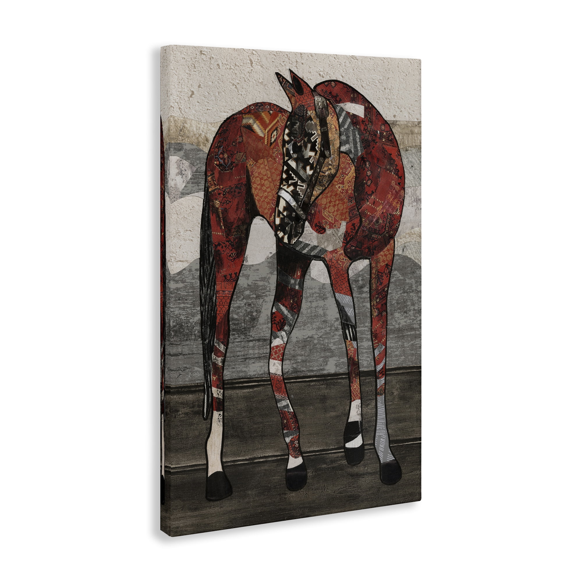 Stupell Industries Horse with Geometric Patterns Animals & Insects Painting Gallery Wrapped Canvas Art Print Wall Art, 24 x 36
