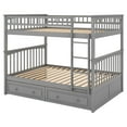 thumbnail image 6 of Euroco Pine Wood Bunk Bed With Storage, Full-Over-Full for Kids Teens, Grey, 6 of 14