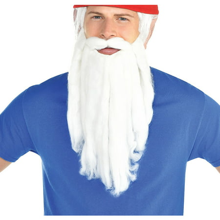 Plush Mens Adult Funny Long Costume Beard Moustache White Set-WHT
