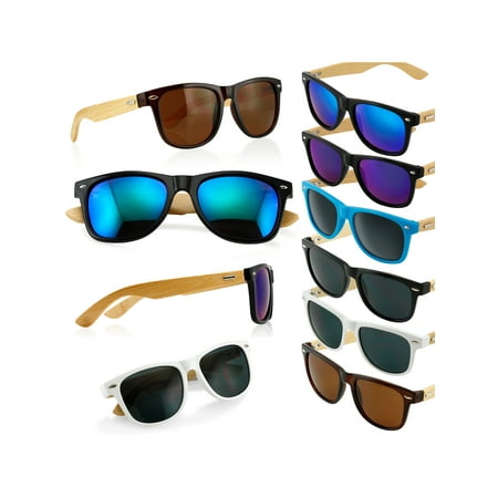Black Havana Sunglasses - Fashion Vintage Wood Wooden Frame Mens Womens Glass Bamboo Sunglasses Eyewear