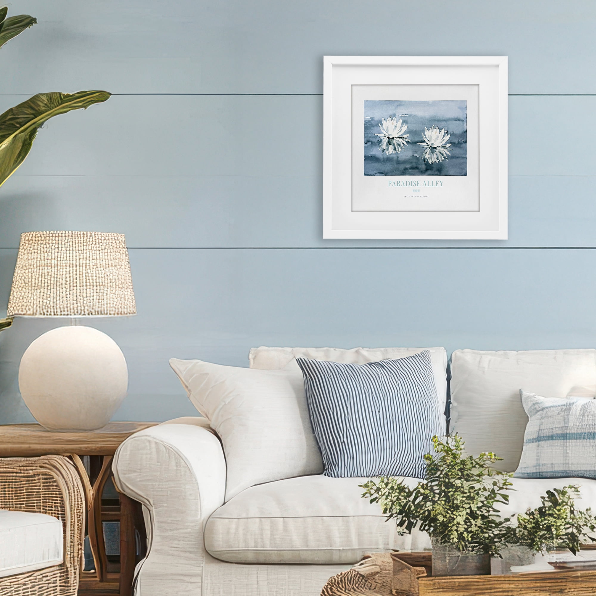 Stupell Industries Paradise Alley Water Lilies White Framed Print Under Glass, design by Jadei Graphics
