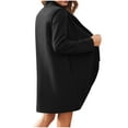 thumbnail image 6 of Full Zip Long Jacket for Women Fall Spring Winter Outwear No Hood Casual Mid-length Sweatshirt Coat with Pocket (M, Black), 6 of 7