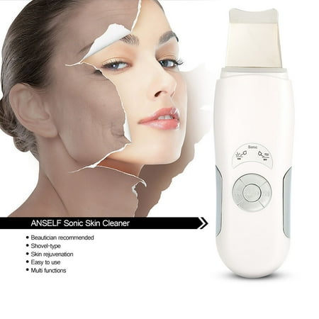 Sonic Skin Cleaner Ultrasonic Face Pore Scrubber Facial Tighten Therapy Peeling Shovel Exfoliator Blackhead Removal Skin Care Massager US (Best Homemade Skin Exfoliator)