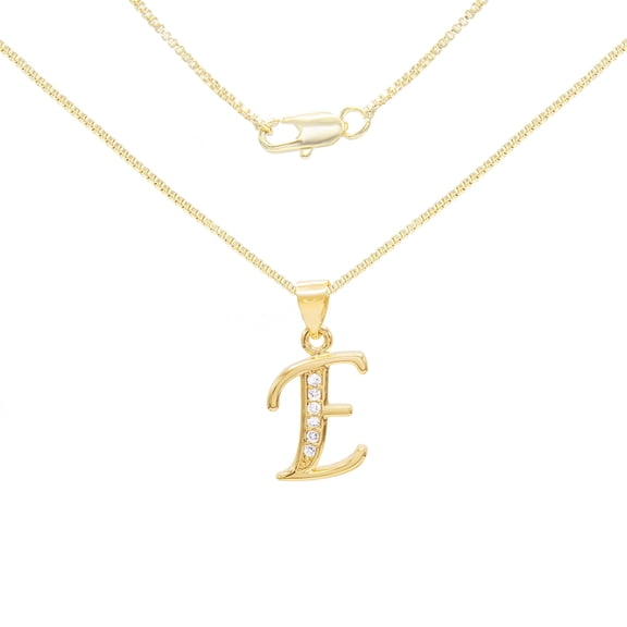 DESIGNICE Women Initial Letter E Pendant Necklace 14K Gold Filled Box Chain Jewelry 18" Fashion Jewelry Accessory Gift Party Wedding