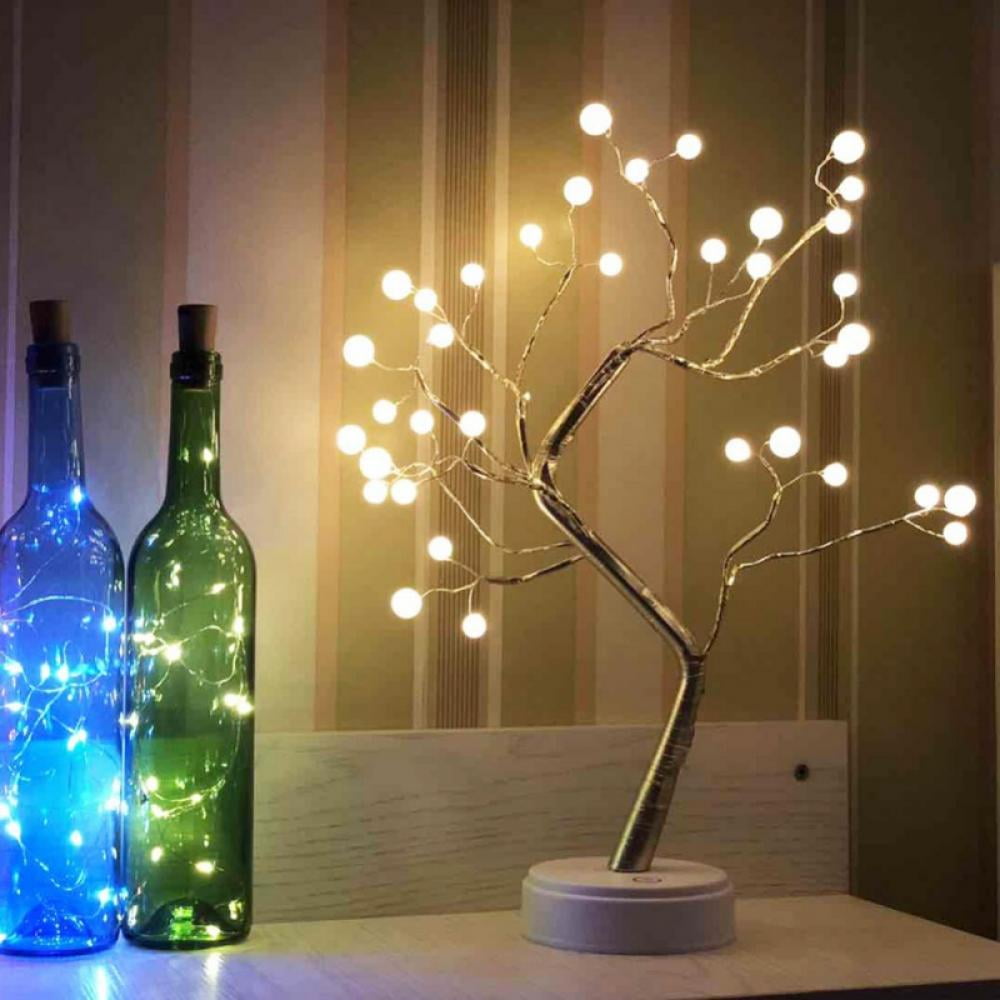 Battery Operated Lamp Table Stand LED Crystal Tree Light Festival Home Decorate 