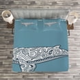 thumbnail image 3 of Ambesonne Nautical Quilted Bedspread Set 3 Pcs, Embellish Whale, King Size, Slate Blue and White, 3 of 3