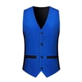thumbnail image 5 of hoksml Men's Glitter V-Neck Suit Vest, 4 Button Slim Fit Formal Waistcoat with Adjustable Back Strap and Pockets, Wedding Party Dress Vest, 5 of 9