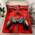 thumbnail image 2 of Manfei Boys Gamer Gamepad Twin Sheet Sets, Hippie Spider Print Twin Fitted Sheet, Black Red Watercolor Flat Sheet, Super Cozy Room Decor 3pcs, 2 of 7