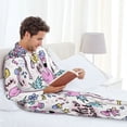thumbnail image 6 of Daiia Summer with Flamingo for Men's Long-Sleeved Pajama Set – Soft & Comfortable Sleepwear Button-Up Pajamas Cozy Lounge Wear-Medium, 6 of 7