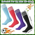 thumbnail image 2 of Hengguang 4 Pairs Kids Soccer Socks, Over Knee Kids Football Socks, Breathable Long Football Sports Socks for Kids Boys Girls Youth Junior Running, Training, Rugby, Hockey, 2 of 7