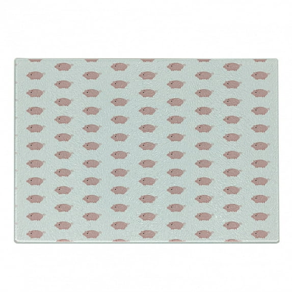 Pig Cutting Board, Concept of Continued Piglet Silhouettes with Swirling Tails on a Plain Background, Decorative Tempered Glass Cutting and Serving Board, in 3 Sizes, by Ambesonne