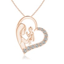 ANGARA Natural Diamond Heart Pendant in 14K Rose Gold for Women (Size-1.75mm| Color-K| Clarity-I3) | April Birthstone, Anniversary, Jewelry Gift for Women | Natural Diamond Necklace