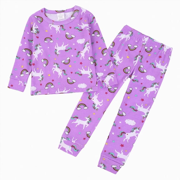 Gubotare Toddler Pajamas Fall Winter Toddler Girls Pajamas,Sleepwears 2pc Pjs Sets for Kids 3T 4T (Purple,3-4 Years)