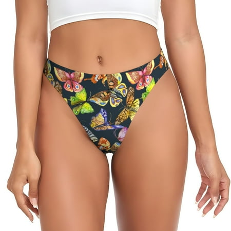 Thongs for Women - Butterfly Wild Insect No Show Seamless Womens Thongs Underwear  Soft Stretch G String Thongs for Women Cuteness Ladies Thong Bikini Panties Briefs