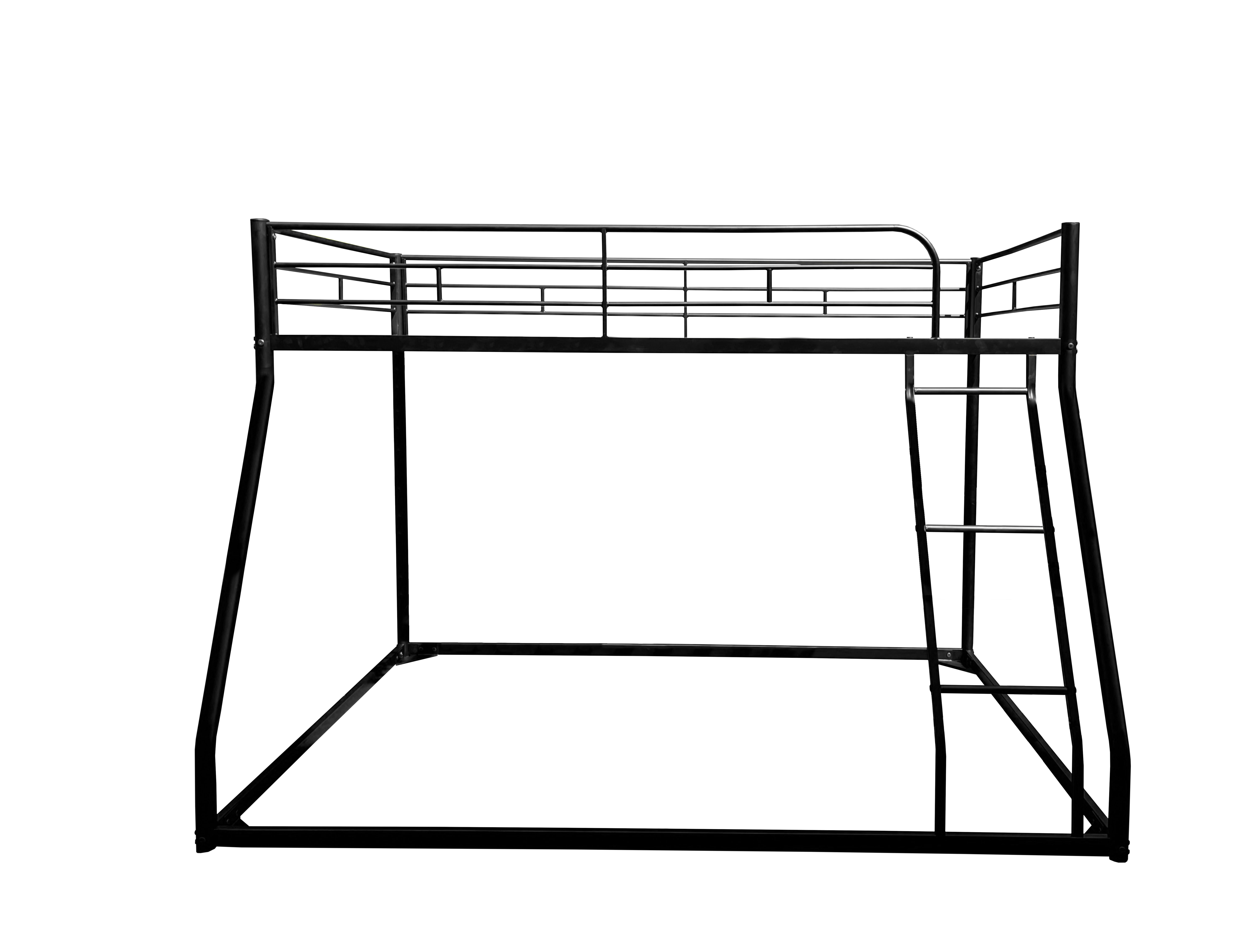 Twin Over Full Bunk Bed, Metal Bunk Beds with Full Length Guardrail, Low Profile Bunk Bed Frame for Bedroom, No Box Spring Needed, Black