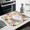 thumbnail image 3 of Pioneer Flower Floral Print Pattern Kitchen Dish Drying Mat 1 Pack, Ultra Absorbent Microfiber Drainer Mat, 16"x18", 3 of 6