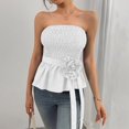 thumbnail image 4 of DuoJiaJ Women's Strapless Tank Top Summer Casual Sleeveless Blouse Beach Vacation Pure Color Basic T Shirt For Women With Jeans Women Vest White M, 4 of 5