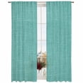 thumbnail image 2 of Vintage Teal Green Semi Sheer Window Curtains 84 Inches Long, Farmhouse Retro Solid Color Linen Texture Rod Pocket Voile Chiffon Curtain Light Filtering Drapes for Living Room, 52"x84", 2 Panels, 2 of 9