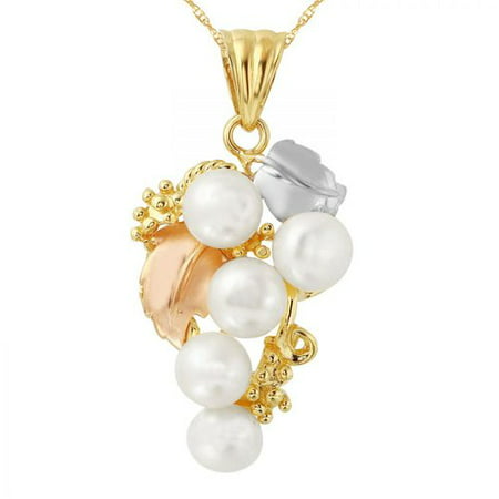 Foreli Freshwater Pearl 14K Three tone Gold Necklace