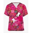 thumbnail image 1 of Women Fashion Short Sleeve V-neck Neck Tops Working Uniform Blouse Shirt Pet Scrubs Costume plus size Disney Mickey Mouse PrintXXXL Gao Jinjia LED, 1 of 2