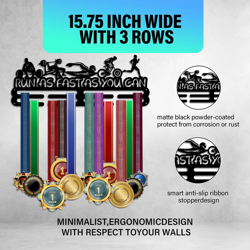 PH Medal Hanger Display Sports Medal Holder Rack Wall Mount Hanger Decor Trophy Shelf Tiered Award Rack Award Ribbon Hanger with Gift Box