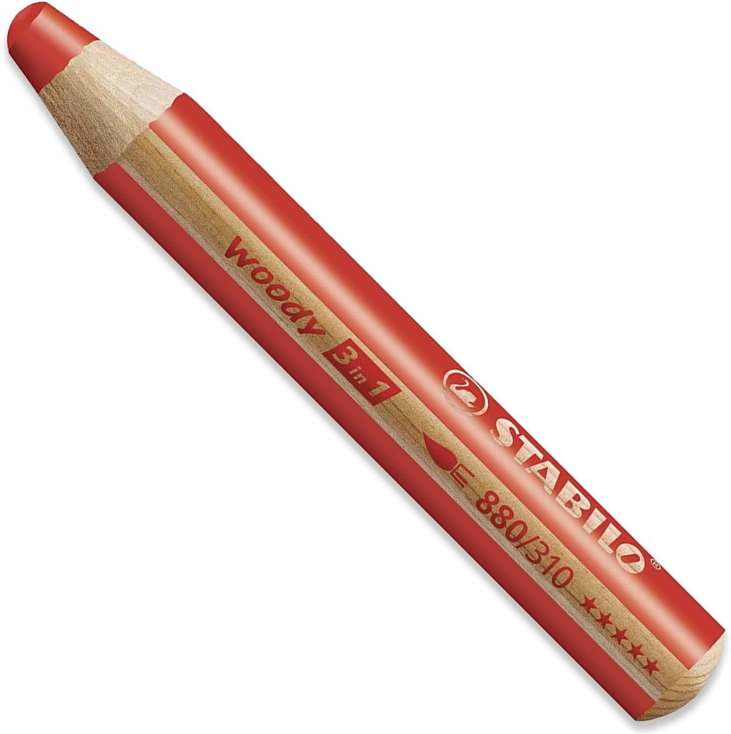 Multi-Talented Pencil - STABILO Woody 3-in-1 - Basic Box of 5 - Silver, Gold, White, Black, Red + Sharpener