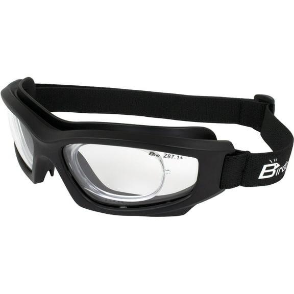Birdz Flyer Sports Skydiving Construction Safety Goggles Anti-Fog Lens Rx Adapt (Clear)