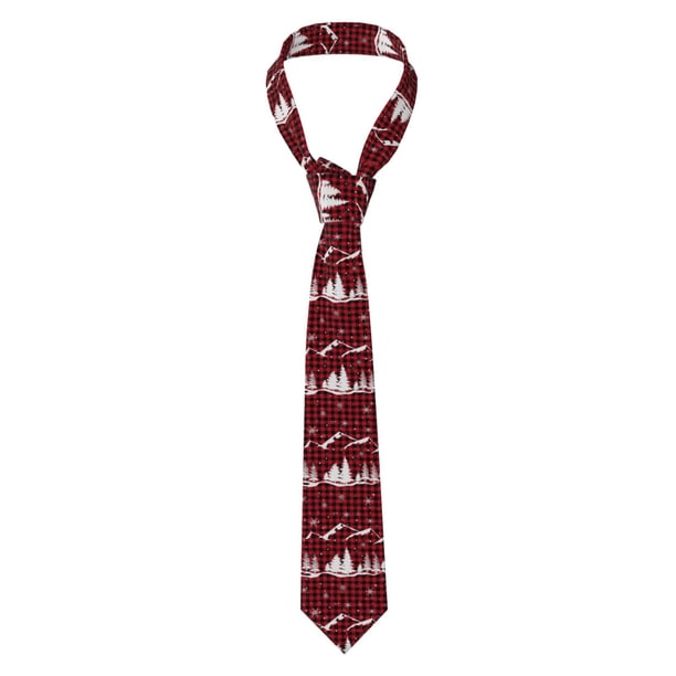Balery Christmas Tree Buffalo Plaid Corbata Clásica de Seda para Hombre, Corbata Tejida Jacquard, Corbatas Formales para Negocios y Bodas