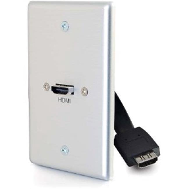3.5 mm Single Gang Wall Plate with HDMI Pigtail Aluminum