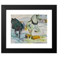 thumbnail image 2 of Edvard Munch 18x15 Black Modern Framed Museum Art Print Titled - Horse Team and a St. Bernhard in the Snow (1923), 2 of 5