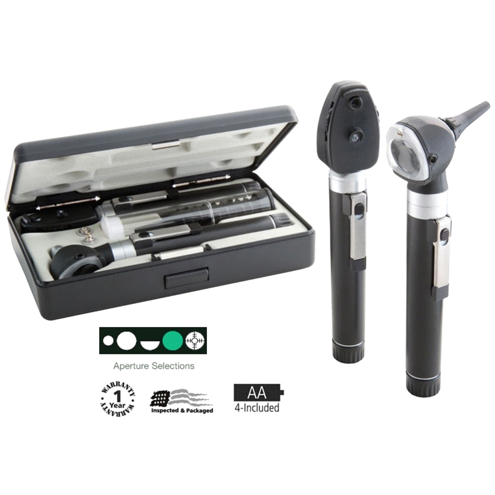 ADC 5110N Dual Handle Pocket Otoscope Ophthalmoscope Set w/ Case