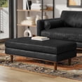 thumbnail image 4 of Simpli Home Morrison 49 inch Wide Mid-Century Modern Table Ottoman in Graphite Grey Genuine Leather, 4 of 9
