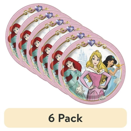 (6 pack) Disney Princess Paper Dessert Plates, 7in, 8ct