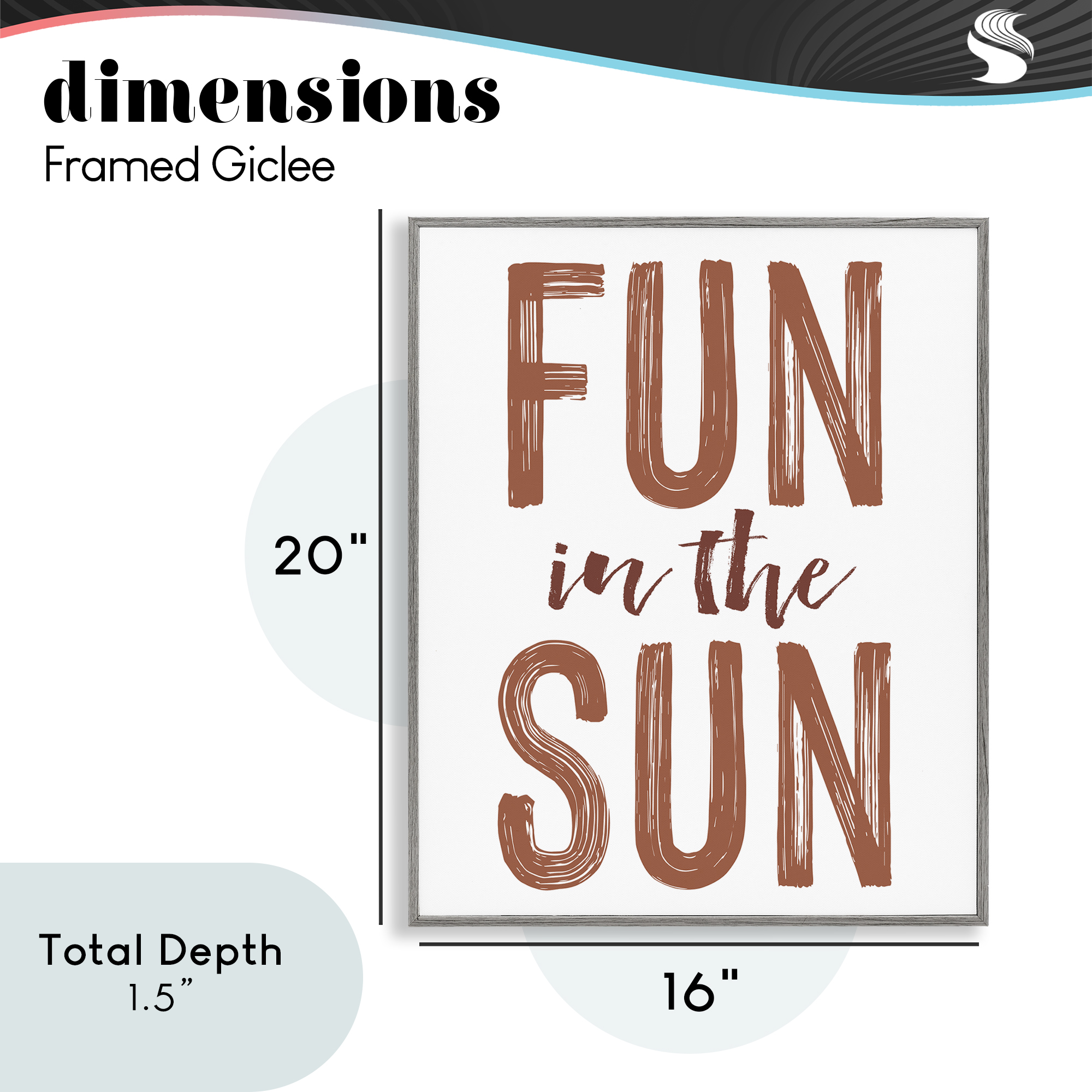 Summer Sentiment Fun In Sun Gray Framed Giclee Art, design by Lettered and Lined