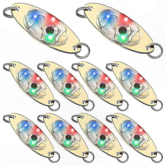 10 Pack LED Fishing Lures with Underwater Flash for Bass and Halibut Trolling