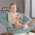 thumbnail image 5 of AOJDVE Faux Fur Saucer Chair, Foldable Comfy Bedroom Chair, Cozy Dorm Lounge Chair for Kids, Teens, and Adults, X-Large, Blue, 5 of 17