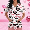 thumbnail image 3 of Garbnen S-5XL Valentine Day Scrubs Short Sleeve V Neck Love Print Nursing Uniform with Pocket Stretch Women Workwear, 3 of 5